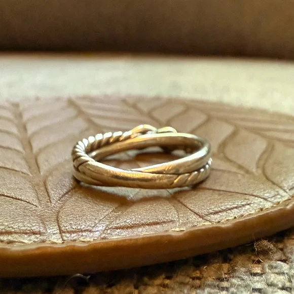 David Yurman Petite X Ring with 18k Yellow Gold - Picture 3 of 5